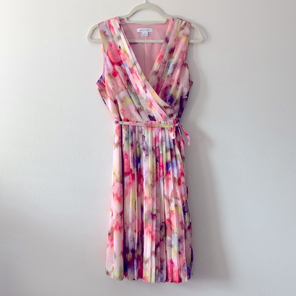 Liz Claiborne Muted Floral‎ Sheer Overlay Dress 👗 size 4 - Picture 1 of 2